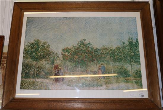 Large coloured print after Van Gogh - Park at Asnieres